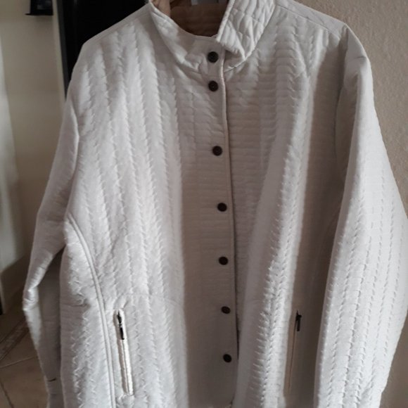NEW Quilted White Stand Collar WASHABLE Jacket 3X - Picture 2 of 7